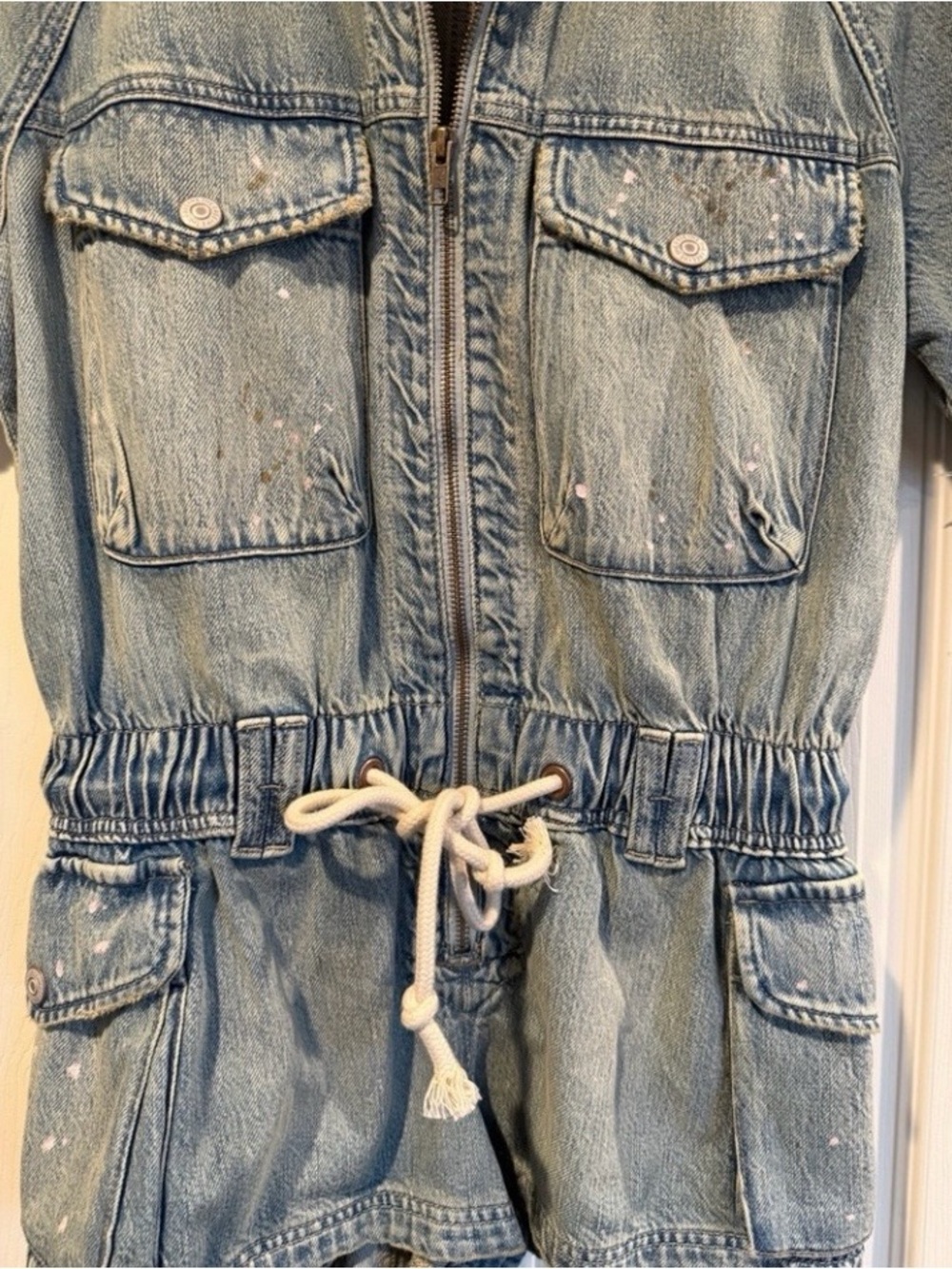 We The Free Light Denim Short Utility Romper - Picture 7 of 8